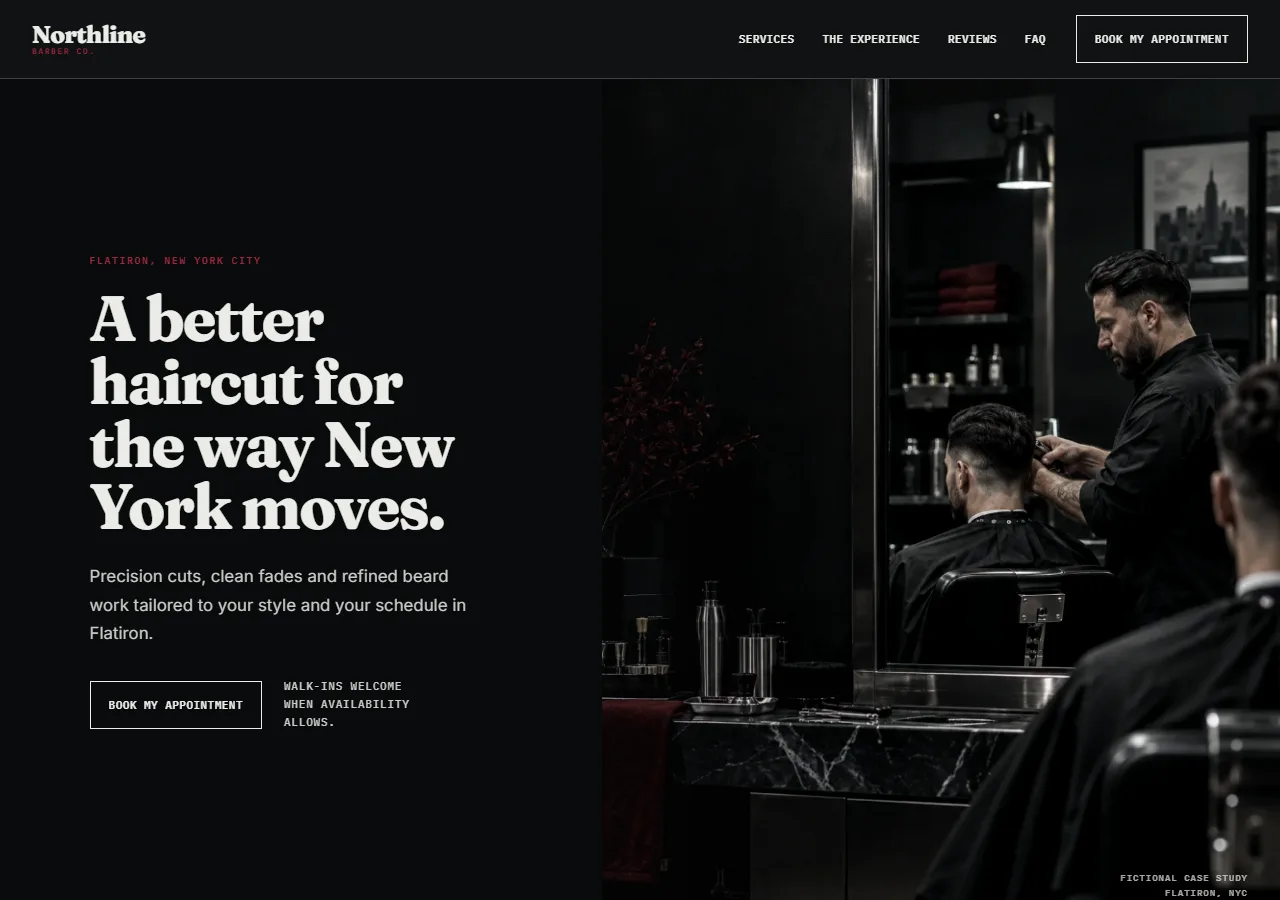 Captura de tela do projeto Northline Barber