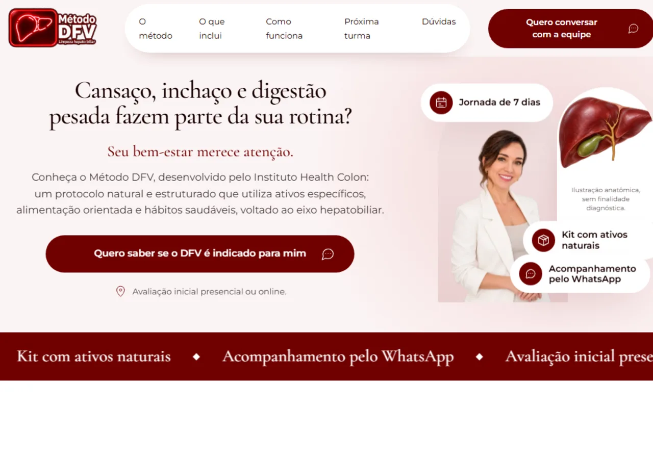 Captura de tela da landing page do Método DFV